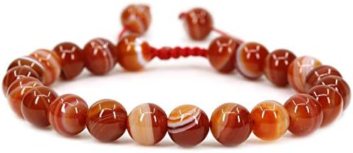 AMANDASTONES Handmade Gemstone 8mm Round Beads Adjustable Braided Macrame Tassels Chakra Reiki Bracelets 7-9 inch Unisex