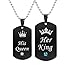 NEW-EC Promise Couples Necklace for Him Her King Queen Crown Stainless Steel Engraved Initial Relationship Chic Army Tags Pendant Necklace for Lovers Women Men GF BF Birthday Valentine's Day Gift