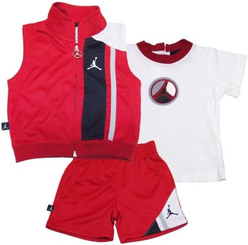 Amazon Co Jp Nike ナイキ エア ジョーダン レッド ジャンプマンロゴ 男の子用レッドエアジョーダン 半袖tシャツ ノースリーブジャケット ショートパンツ上下3点セット Air Jordan 半ズボンセットアップ 並行輸入 服 ファッション小物