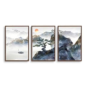 3 Piece Framed Canvas Wall Art Zen Canvas Prints Home Artwork Decoration for Living Room,Bedroom - 16"x24"x3 Panels