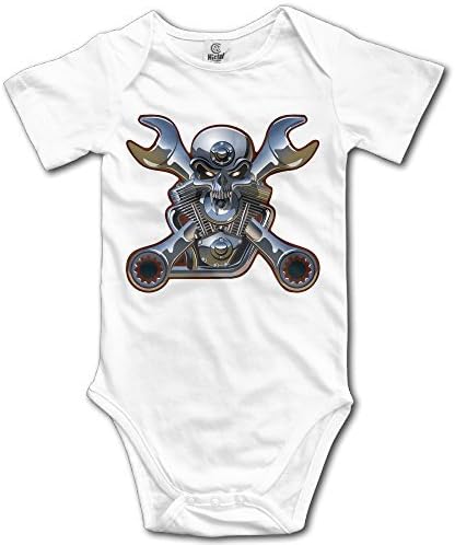 DETED Metal Skull And Wrenches Cute Infant Baby's Romper Jumpsuit Sizesizeakaey White