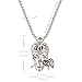 Karseer Shiny Filigree Sugar Skull and Everlasting Rose Charm Pendant Necklace with Crystal Brain Hidden Floating Inside, 24