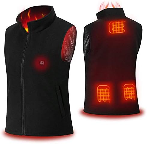 Keymao Heated Vest 3 Heating Modes Adjustable Electric Body Warmer 4 Sizes Changed Washable USB Heated Waistcoat, Black (NO BATTERY)