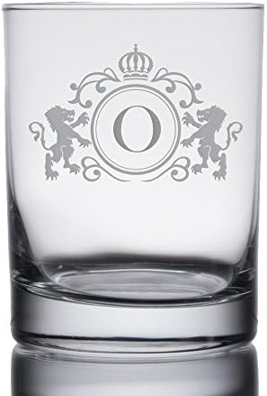 Monogrammed Initial Heavy Base 13.5 oz Double Rocks/Old Fashioned Glass (Letter: O)