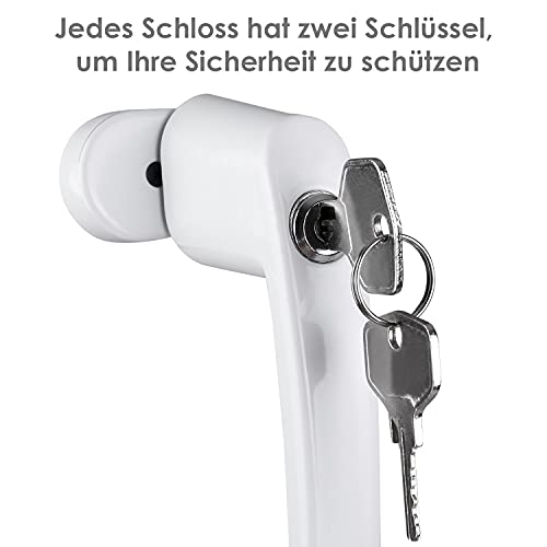 KIDINIX 4 Lockable Window Handles, Window Lock for Children, Length of Shaft 35 mm, with 8 Keys, Lockable Window Handles, Child Safety Window Closed Window Lock Aluminium