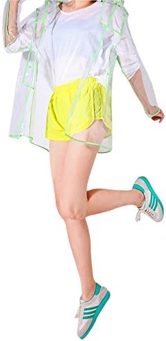 FASHION WOMENS TRANSPARENT EVA RAINCOAT OUTDOOR TRAVEL WATERPROOF RAIN COAT green 100cm