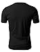 H2H Mens Basic Cotton V-neck T-shirts with Point Shoulder Button Leather Pocket BLACK US L/Asia XL (JDSK16)