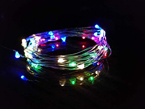 BOLWEO Colorful Battery Powered Led String Lights,Battery Operated Christmas Lights,10Ft Copper Wire 30 LEDs,Waterproof Indoor Outdoor Home Bedroom Decoration