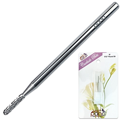 Pana 3/32" Round Bit Safety Nail Carbide Bit - Silver Color (Grit: Medium - M) for Electric Dremel Drill Machine