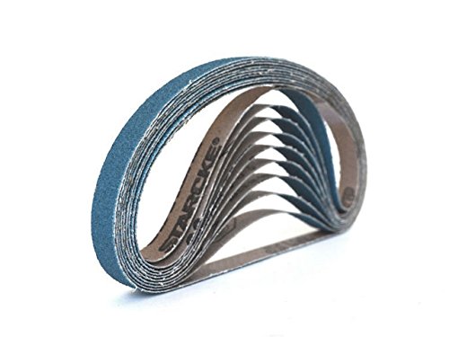 StarckePremium 1/2 Inch X 18 Inch Zirconia Cloth Sanding Air File Belts - Wood, Metal, Composites & Marine (24 Pack, 60 Grit)
