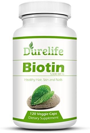 Biotin Supplement 120 count High Potency 5000 mcg By Durelife, Biotin is Perfect for Hair Growth And Strong Nails and Glowing Skin by DureLife