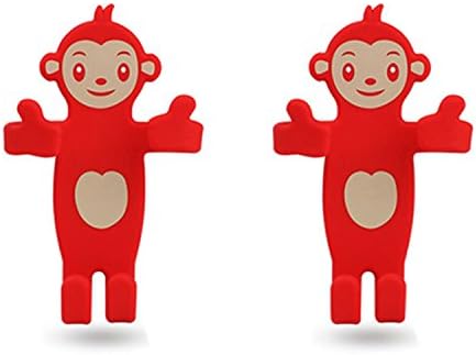 JINGRAN Home Use Silicone Cell Phone Holder Remote Control Holder Wall Outlet Decoration Holder-2 Packs (Red Monkey)