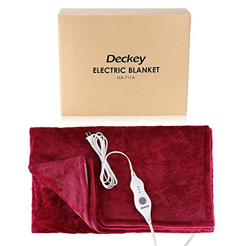 Deckey Electric Blanket, 50" x 60",Fast Heating Blanket, Fast Pain Relief for Back, Neck, Shoulder, Abdomen, 3 Temperature Settings, Anti-overheating Automatic Power Off, Machine Washable
