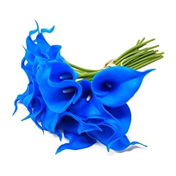 FRP Flowers 20 PCS Real Touch Calla Lily Latex Flowers for Artificial Floral Arrangements, Bridal Bouquets, and Home Decor (Blue)