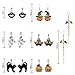 MADHOLLY 7 Pairs Halloween Theme Drop Earring Pumpkin Ghost Cat Wizard Hat Bat Dangle Earring Set for Girls and Women