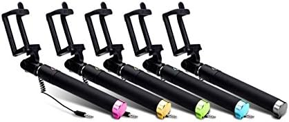 Selfie Stick ,HULKER 901 Extendable Compact Foldable Build-in Shutter Wired MINI Selfie Stick ,Adjustable selfie stick for iPhone X SE/6/ 6S 5S 5C PLUS -5S-for Samsung Galaxy S7, S7 Edge ,S6 (Pink)