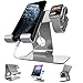 ZVE 2 in 1 Universal Iphone Stand and Aluminium Apple Iwatch Charging Stands Dock Cradle for iWatch (38mm 42mm),iPhone 7 8 X Plus,ipad (Up to 12.9 inch) Space grey with 42MM case