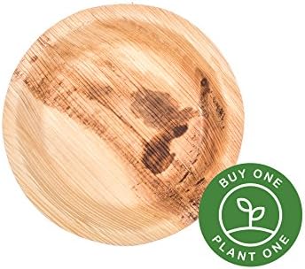 25 Heavy Duty Disposable and Home Compostable Party Plates made from Palm Leaf • 6 inch Round