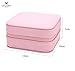 LELADY Travel Jewelry Box, Small Jewelry Box Mini Travel Jewelry Case Portable Faux Leather Jewelry Ring Boxes Holder for Women Girls (Pink)