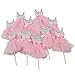Mybbshower Pink Silver Ballerina Cupcake Toppers for Tutu Birthday Party Baby Girl Shower Decorations Pack of 10