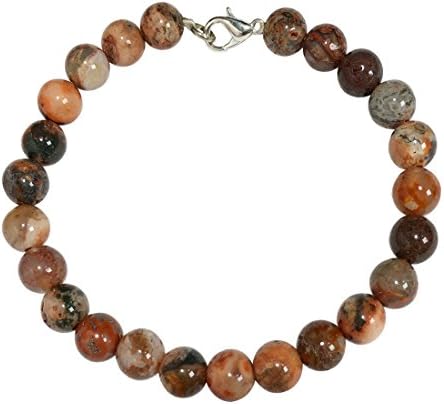 Satyamani Natural Fire Agate Bead Bracelet with Hook