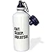 3dRose Eat Sleep Jiu Jitsu-Japanese Martial Art-Ju Jutsu Jujutsu Jujitsu Sports Water Bottle, 21 oz, Multicolor