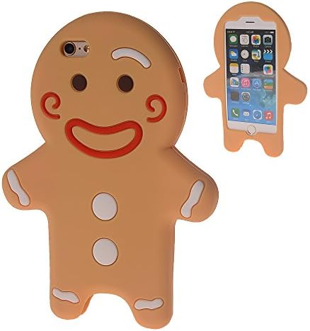 iPhone 6 Plus Case, AOBD [Light Brown] Cute 3D Gingerbread Man Soft Silicone Case Flexible Protective Cover for Apple iPhone 6 Plus / 6S Plus (5.5 inch)