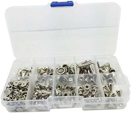 Jili Online 90 Set Punk Cone Spikes Screwback Studs Case Kit Spots Leathercraft DIY Belt Shoes Clothes Decoration
