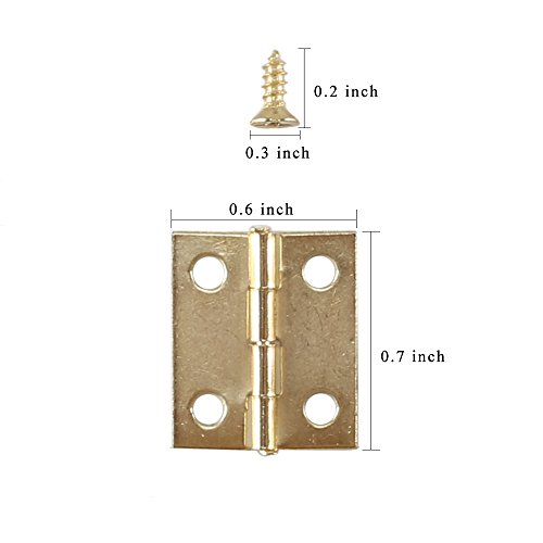 Dayree 50pcs Mini Metal Hinges Light Cabinet Drawer Butt Hinges Connectors for Gift Box Cosmetic Case Dollhouse Furniture with 200 Pieces Replacement Screws 0.6 x 0.7 inch Brass - Thumbnail 6