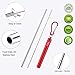 2 Pack Reusable Metal Straws Collapsible Stainless Steel Drinking Straw Travel Portable Telescopic Straw with Case,2 Cleaning Brushes Included Red/Blue
