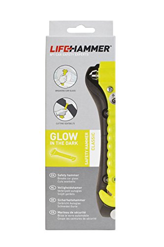 Lifehammer Brand Safety Hammer, The Original Emergency Escape and Rescue Tool with Seatbelt Cutter, Made in The Netherlands, Glow in The Dark Yellow