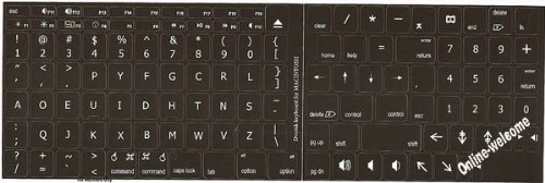 MAC DVORAK KEYBOARD STICKER BLACK BACKGROUND FOR MACINTOSH