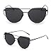 Anywa Fashion Twin-Beams Classic Women Metal Frame Mirror Sunglasses Cat Eye Glasses (Gold, Black)