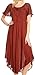 Sakkas 16603 - Egan Long Embroidered Caftan Dress/Cover Up with Embroidered Cap Sleeves - Red - OS