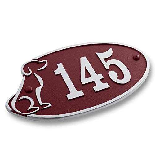 House Number Address Plaque Perfect for Dog Lovers. Cast Metal Personalised Yard Or Mailbox Sign with Oodles of Color, Number and Letter Options. Handmade in England by The Metal Foundry Just for You
