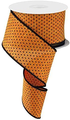 Black Orange Raised Swiss Polka Dot Halloween Fall Wired Ribbon | 2.5 Inches X 10 Yards