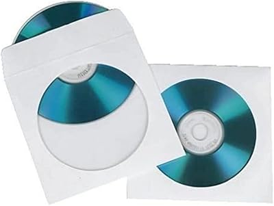 Hama CD Sleeve Pack of 100 White Paper Protective Sleeves with Window
