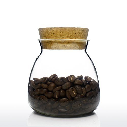 Unihom - Glass Jar, Tea / Coffee / Sugar / Pepper Canister with Cork Lid - (Set of 1, Villel 360ml)