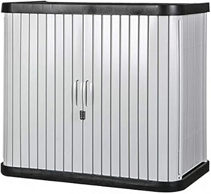 Lyatw Horizontal Stockage Shed Rangement Exterieur Shedfor Jardin Etanche Outil Armoire De Rangement Avec Porte Coulissante Serrure For Jardin Cour Garage Amazon Fr Cuisine Maison