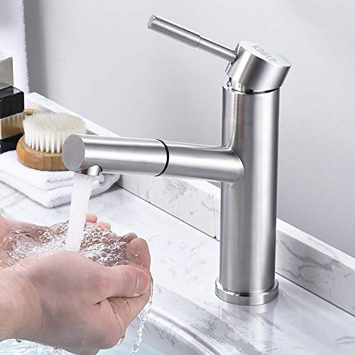 KIMIUP Bathroom Faucet with Sprayer, Pull Down Kitchen Sink Faucets