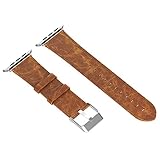 Apple Watch Band, JETech 38mm Genuine Leather Strap Wrist Bands Replacement w/ Metal Clasp for Apple Watch All Models 38mm (Brown)
