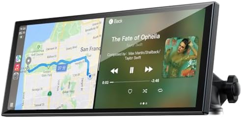LAMTTO 9.26" Wireless CarPlay Screen for Car - Apple CarPlay & Android Auto Touchscreen, 1600x600 HD IPS Display, Plug & Play, OTA Updates, Waterproof Backup Camera & Screen Mirroring