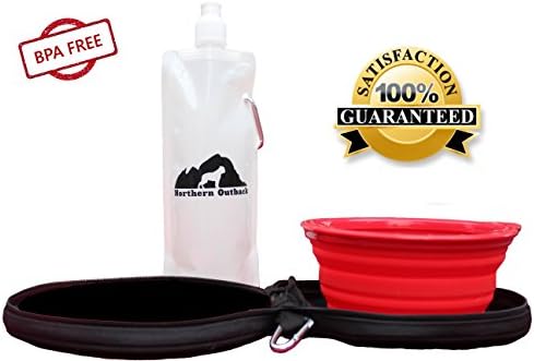 SALE! Northern Outback SUPERSIZED Travel Pet Bowl and Carrier - 1 Collapsible 5 CUP Silicone Bowl with BONUS Water Bottle! BEST TRAVEL DOG BOWL - CAT BOWL - BPA FREE