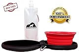 Northern Outback SUPERSIZED Travel Pet Bowl and Carrier - 1 Collapsible 5 CUP Silicone Bowl with BONUS Water Bottle! BEST TRAVEL DOG BOWL - CAT BOWL - BPA FREE