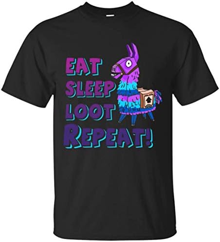 OMMSTORE Eat Sleep Loot Repeat Llama Tshirt Funny Birthday Gifts Apparel
