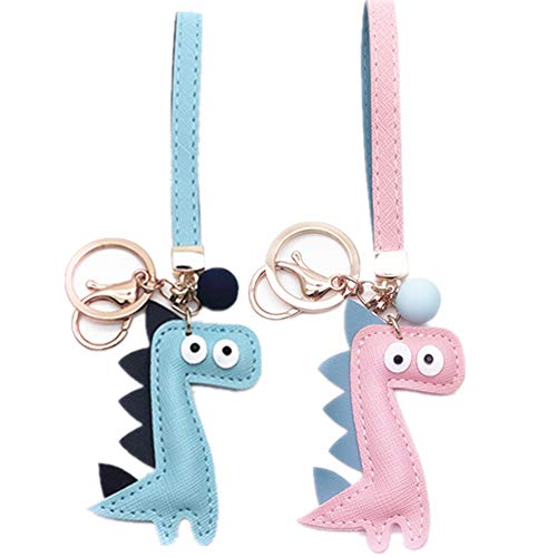 MUAMAX Dinosaur Key Chains for Women Girl Girlfriend,Bag charm,Keychain for Car Keys,Gift for Her (Pink+Blue)