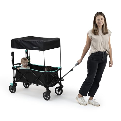 INGENUITY INGENUITY POP ‘N RIDE LIGHTWEIGHT STROLLER WAGON – FACE-TO-FACE SEATS FOR 2 WITH 3-POINT HARNESSES & SUN CANOPY