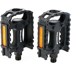 zonkie Bicycle Cycling Bike Pedals, Plastic Bicycle Pedals for MTB and Road Bike, Black, 9/16 Inch