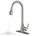 Touchless Kitchen Faucets with Pull Down Sprayer Brushed Nickel One-Handle High Arc Pullout Kitchen Sink Faucet with Innovative Dual-mode Sensor and Deck Plate, Best Commercial Kitchen Faucet