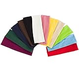 Sportsun Women's Sport Headband Set -Stretch Elastic Yoga Headband- Fashion for Teenage Girls-for Softball Volleyball Soccer Dance Basketball, Different Colors, Pack of 12
